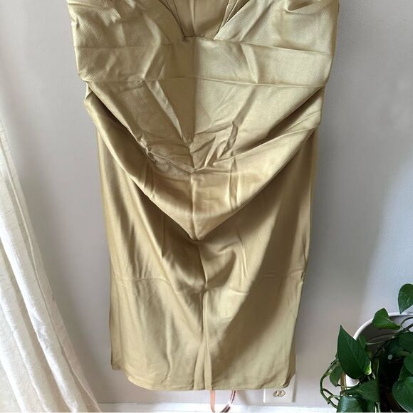 House of CB Natalya Olive Satin Corset Midi Dress - Picture 6 of 11